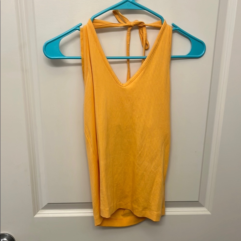 Old Navy Yellow Backless Tie Front Tank Top